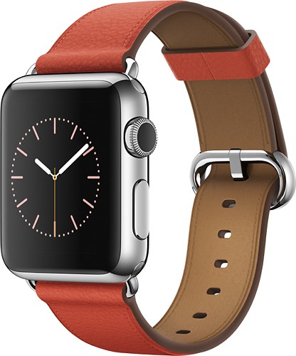 Apple - Apple Watch 38mm Stainless Steel Case - Red Classic Buckle Band