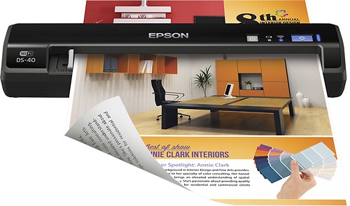 Epson - WorkForce DS-40 Wireless Portable Color Sheetfed Scanner - Black