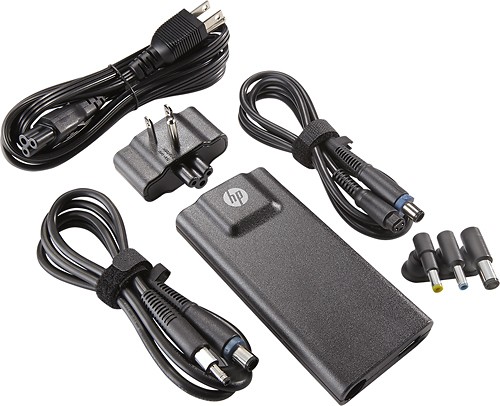 HP - 65W Slim AC Adapter for Select HP Laptops - Black