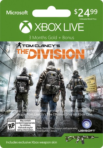 Microsoft - Xbox LIVE 3 Month Gold Membership -Tom Clancy's The Division