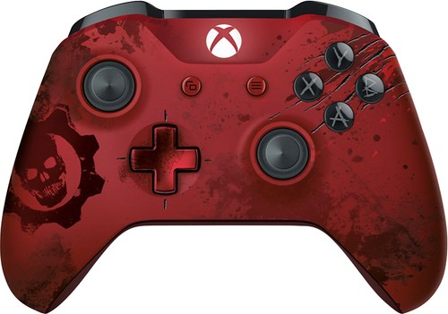 Microsoft - Gears of War 4 Crimson Omen Limited Edition Wireless Controller for Xbox - Red Metallic